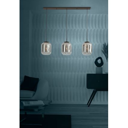 Eglo - Lustra ar auklu 3xE27/40W/230V dūmakains