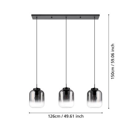 Eglo - Lustra ar auklu 3xE27/40W/230V dūmakains
