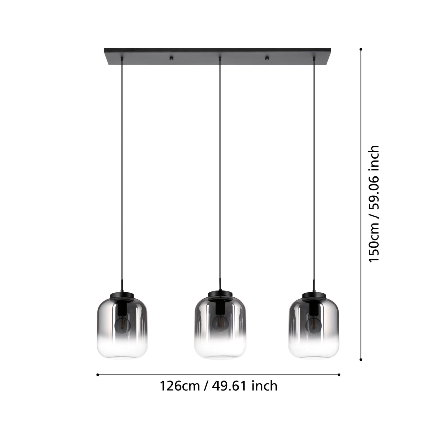 Eglo - Lustra ar auklu 3xE27/40W/230V dūmakains