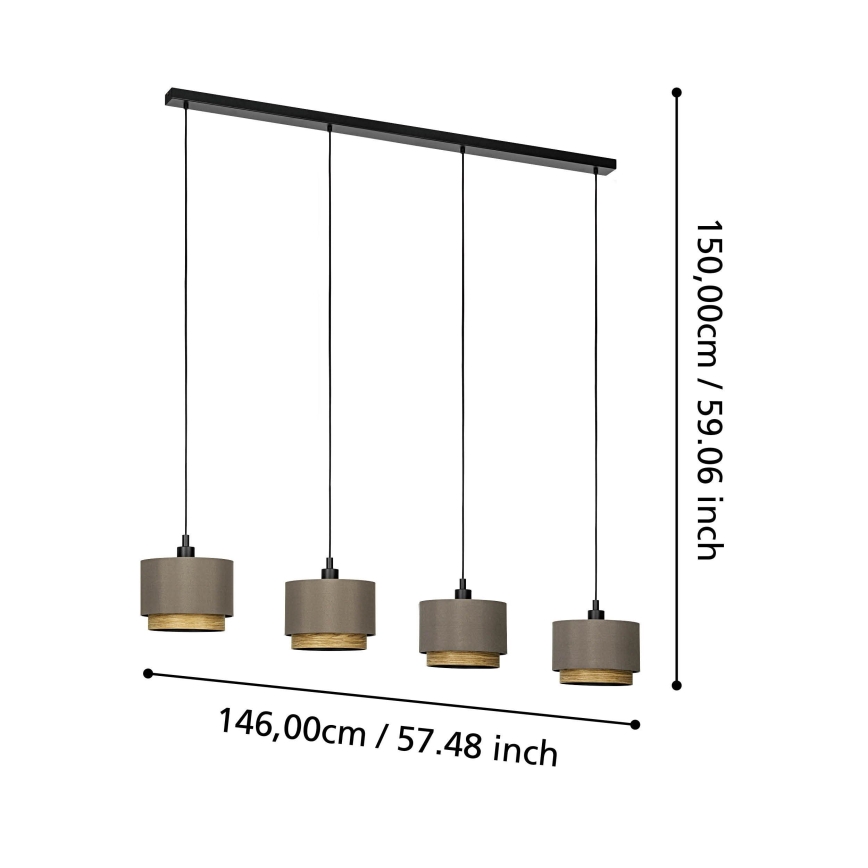 Eglo - Lustra ar auklu 4xE27/40W/230V brūna