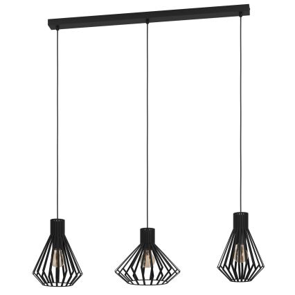 Eglo - Lustra ar auklu 3xE27/40W/230V melna