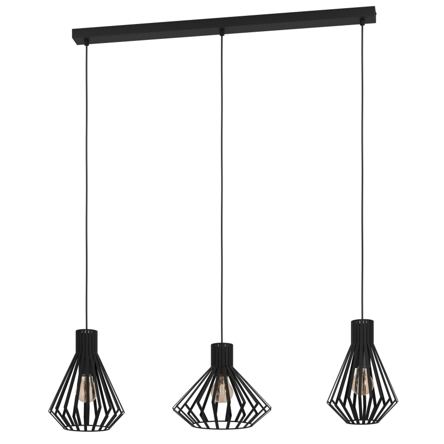 Eglo - Lustra ar auklu 3xE27/40W/230V melna