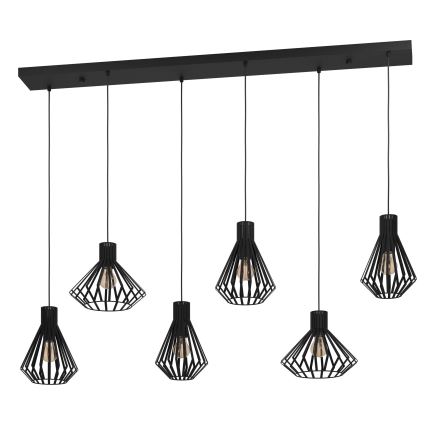 Eglo - Lustra ar auklu 6xE27/40W/230V melna