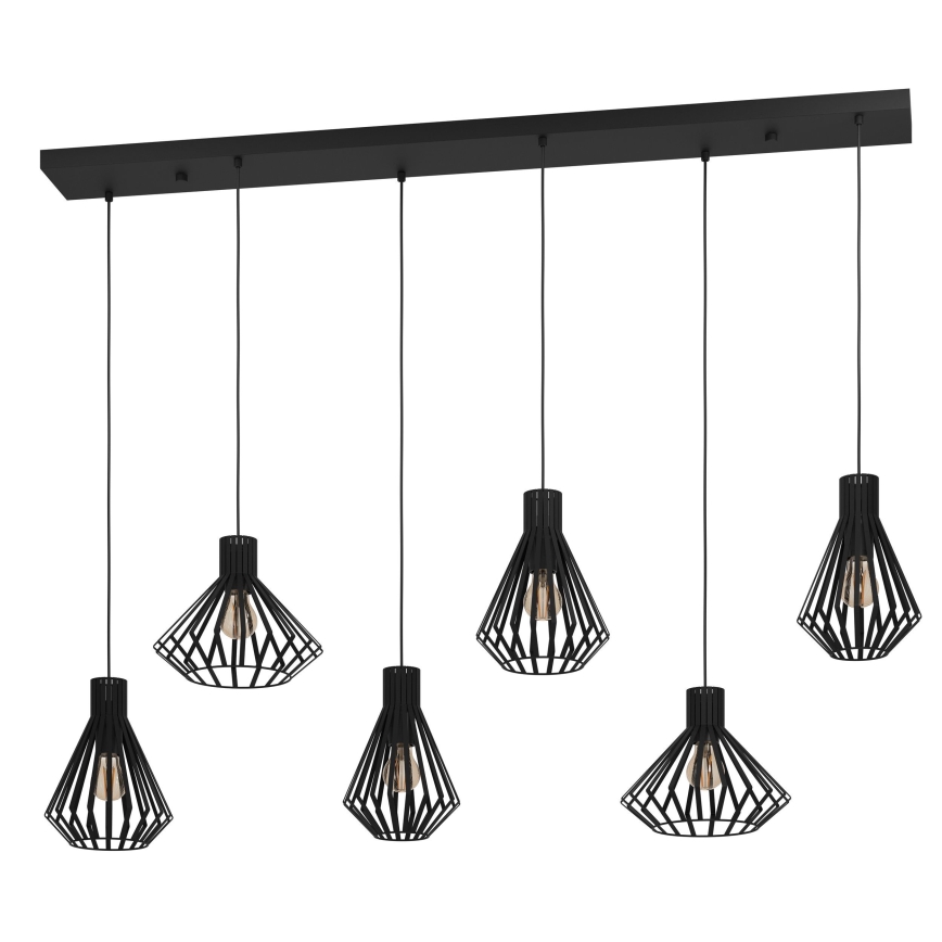 Eglo - Lustra ar auklu 6xE27/40W/230V melna