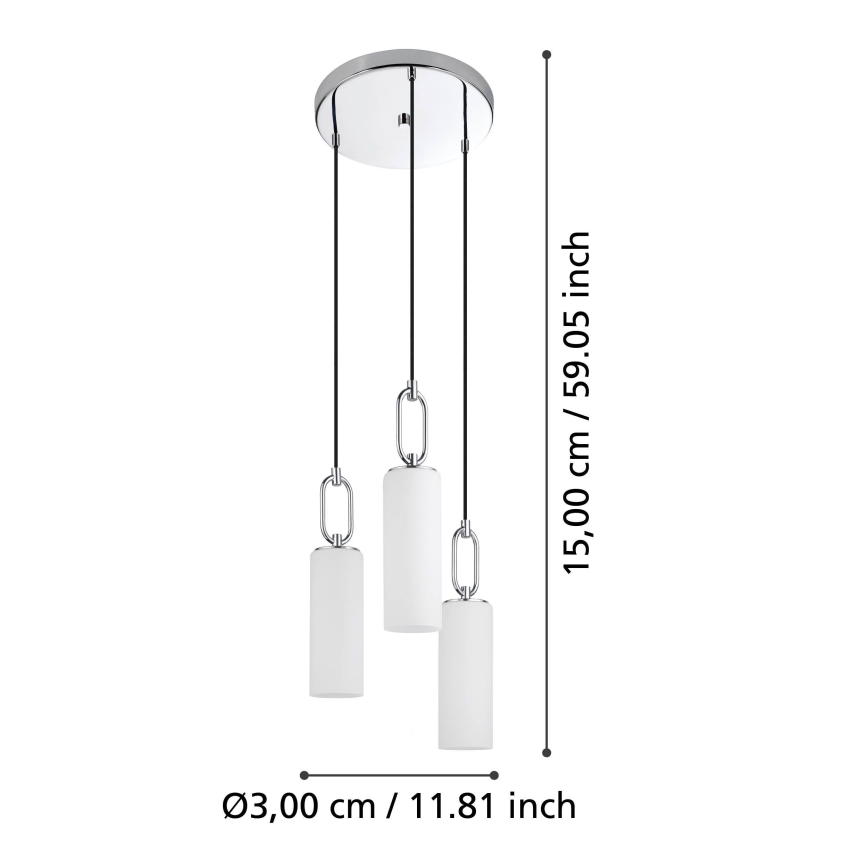 Eglo - Lustra ar auklu 3xE27/40W/230V spīdīgi hromēts