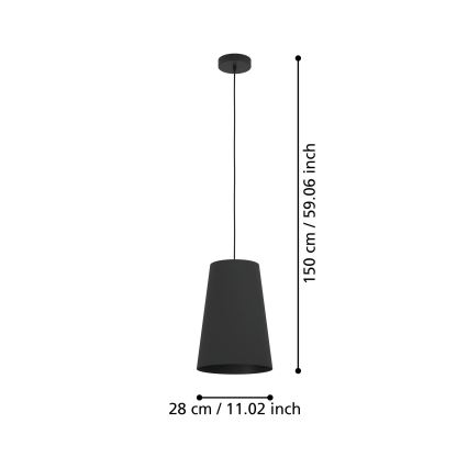 Eglo - Lustra ar auklu 1xE27/40W/230V melna