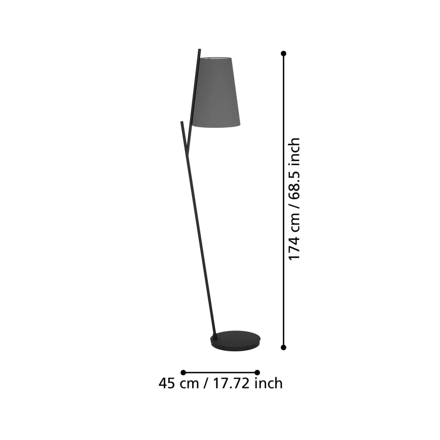 Eglo - Grīdas stāvlampa 1xE27/40W/230V pelēka