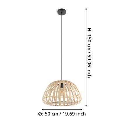 Eglo - Lustra ar auklu 1xE27/40W/230V d. 50 cm bambusa