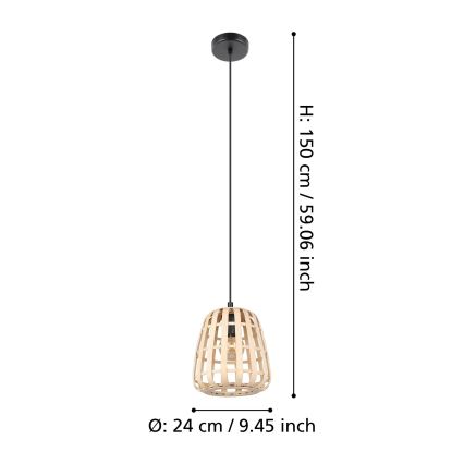Eglo - Lustra ar auklu 1xE27/40W/230V d. 24 cm bambusa