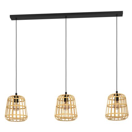 Eglo - Lustra ar auklu 3xE27/40W/230V bambusa