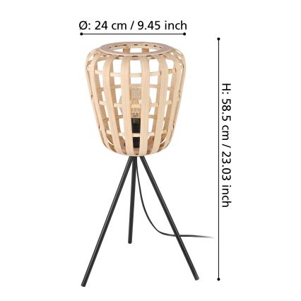 Eglo - Galda lampa 1xE27/40W/230V bambusa