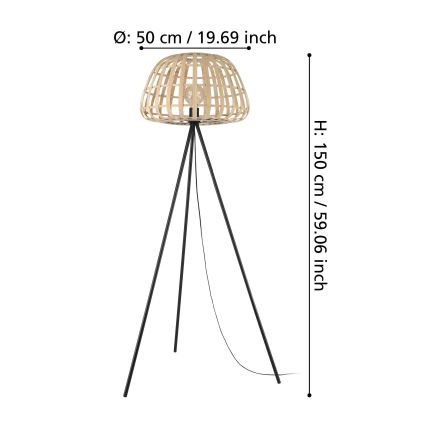 Eglo - Grīdas stāvlampa 1xE27/40W/230V bambusa