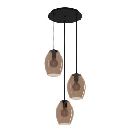 Eglo - Lustra ar auklu 3xE27/40W/230V brūna