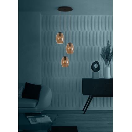 Eglo - Lustra ar auklu 3xE27/40W/230V brūna