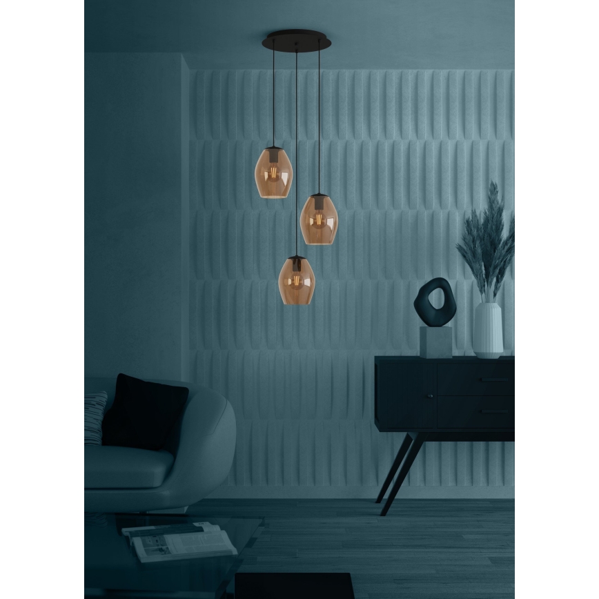 Eglo - Lustra ar auklu 3xE27/40W/230V brūna