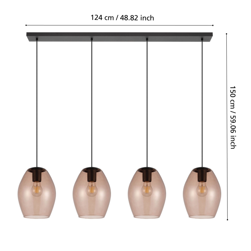 Eglo - Lustra ar auklu 4xE27/40W/230V brūna