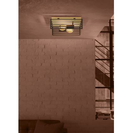 Eglo - Griestu lampa 2xE27/40W/230V melna/brūna