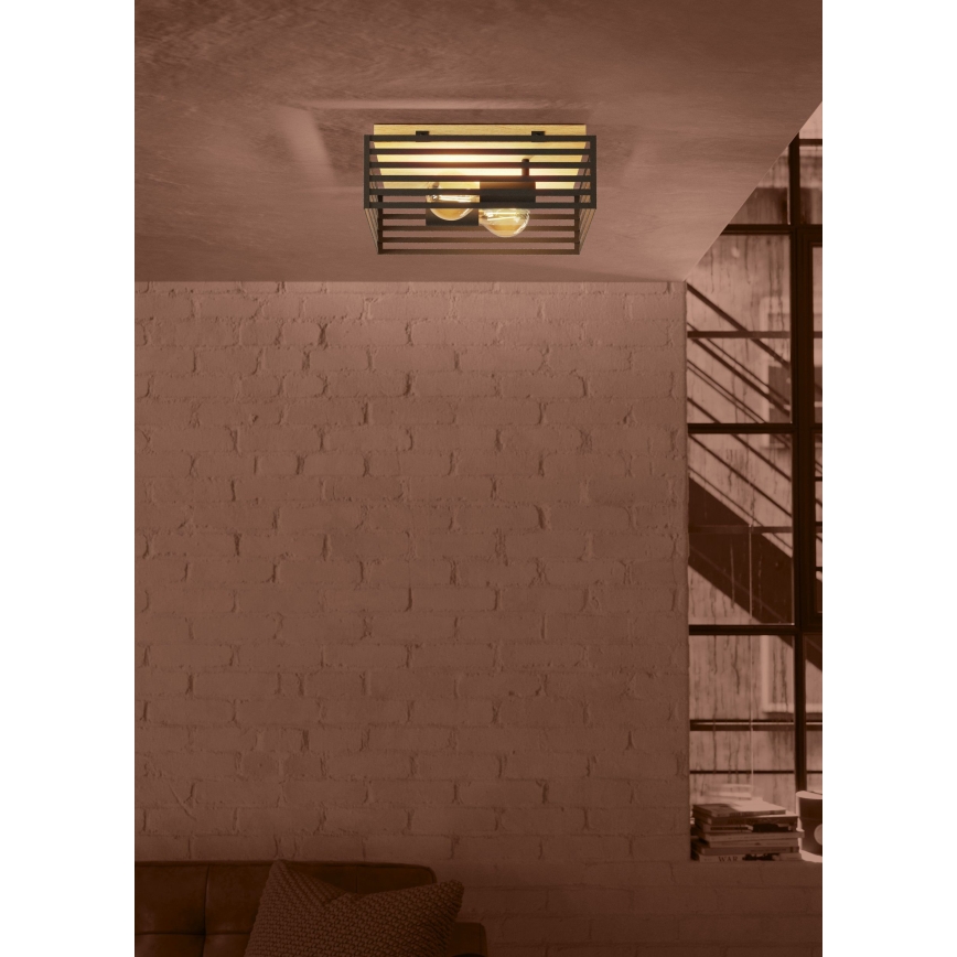 Eglo - Griestu lampa 2xE27/40W/230V melna/brūna