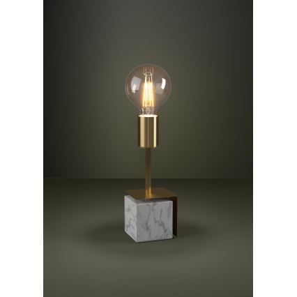 Eglo - Galda lampa 1xE27/40W/230V zelta/balta marmors