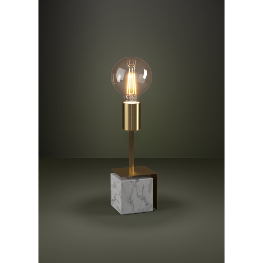 Eglo - Galda lampa 1xE27/40W/230V zelta/balta marmors