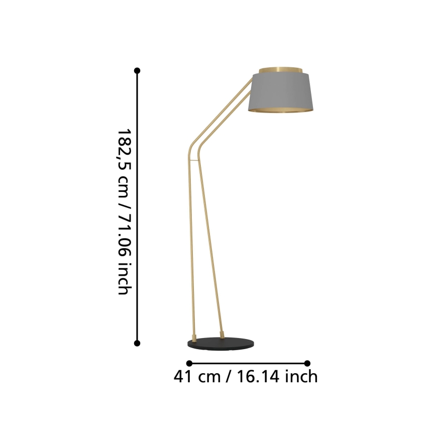 Eglo - Grīdas stāvlampa 1xE27/40W/230V pelēka/zelta