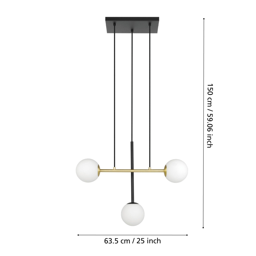 Eglo - Lustra ar auklu 3xE14/40W/230V zelta/melna