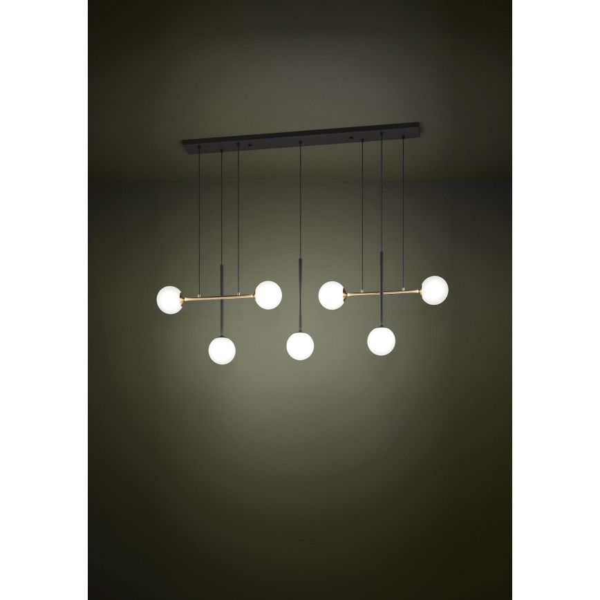 Eglo - Lustra ar auklu 7xE14/40W/230V zelta/melna