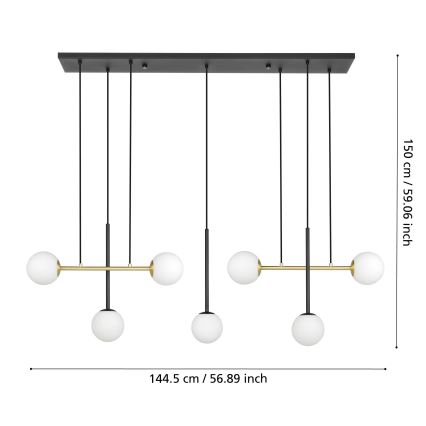 Eglo - Lustra ar auklu 7xE14/40W/230V zelta/melna