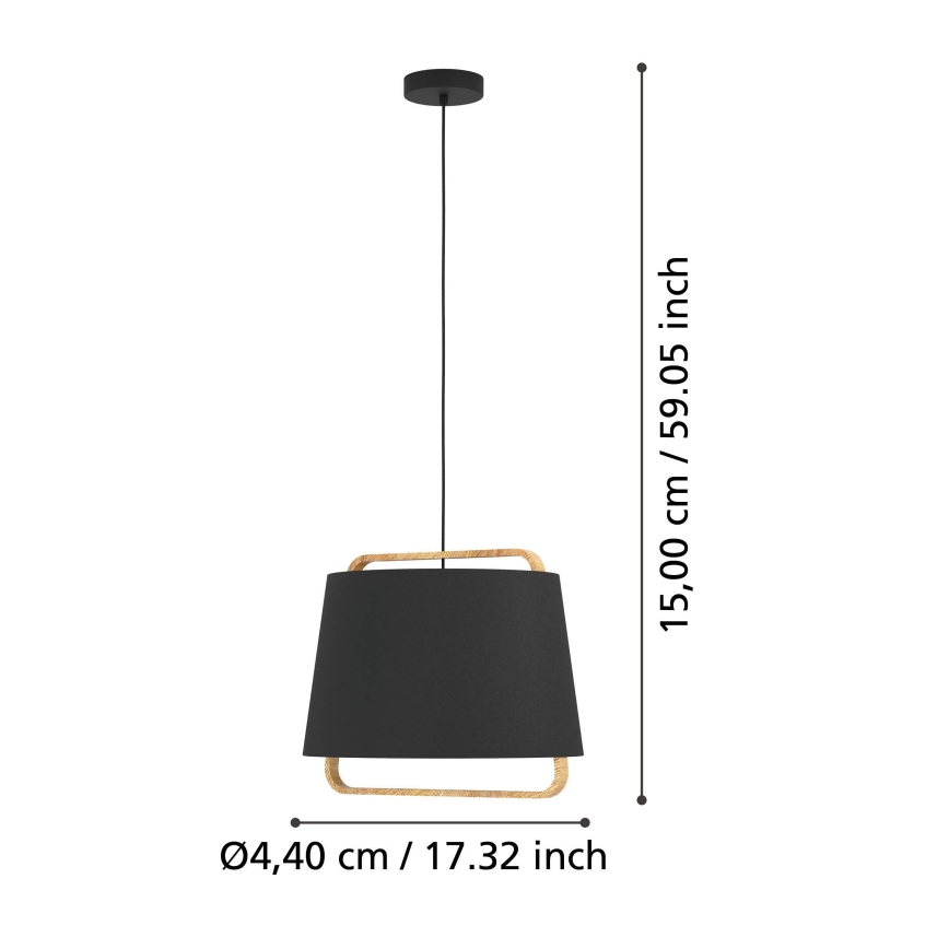 Eglo - Lustra ar auklu 1xE27/40W/230V melna