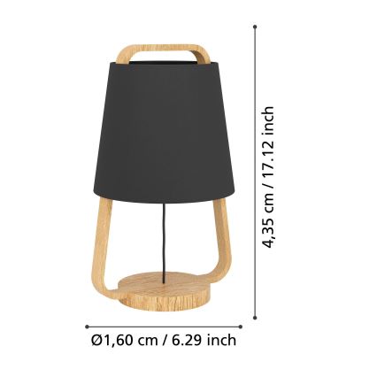 Eglo - Galda lampa 1xE27/40W/230V melna