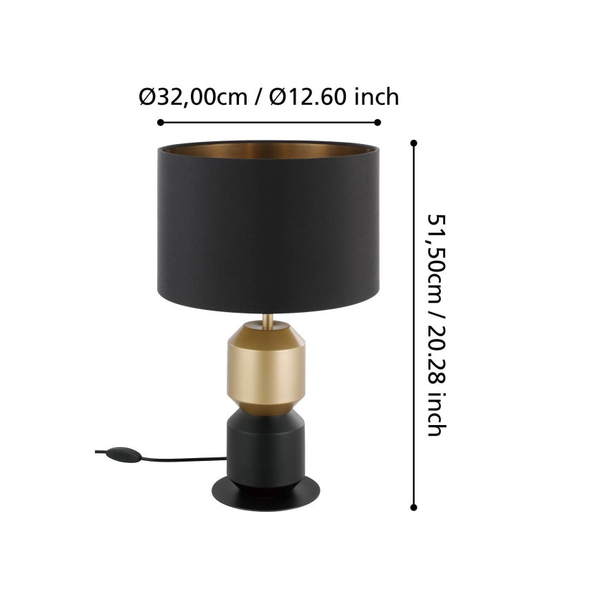 Eglo - Galda lampa 1xE27/40W/230V melna/zelta