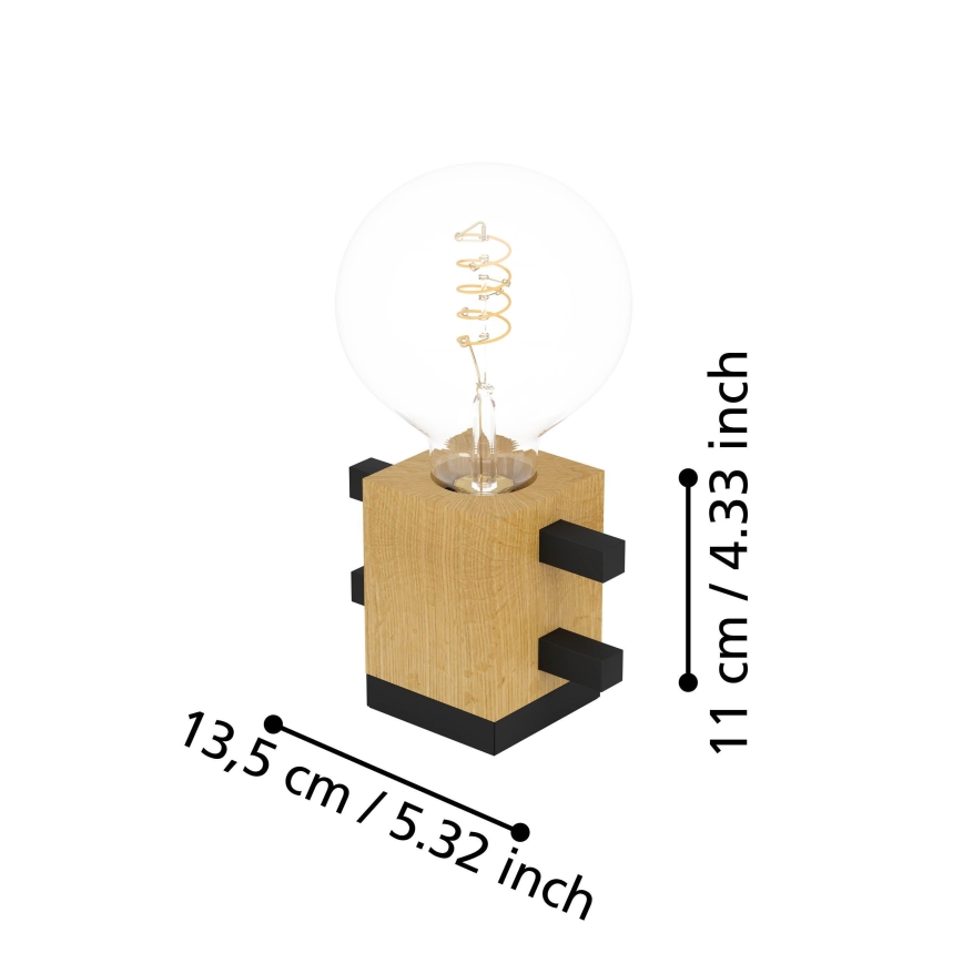 Eglo - Galda lampa 1xE27/40W/230V melna/brūna