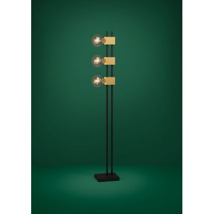 Eglo - Grīdas stāvlampa 3xE27/40W/230V melna/brūna
