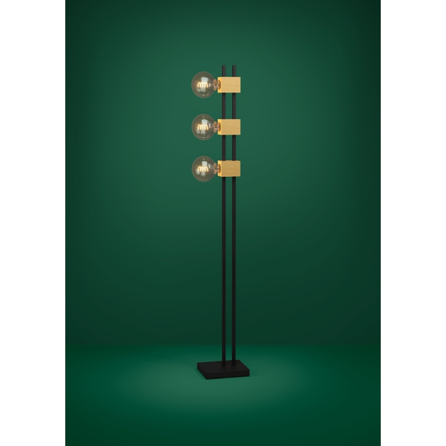 Eglo - Grīdas stāvlampa 3xE27/40W/230V melna/brūna