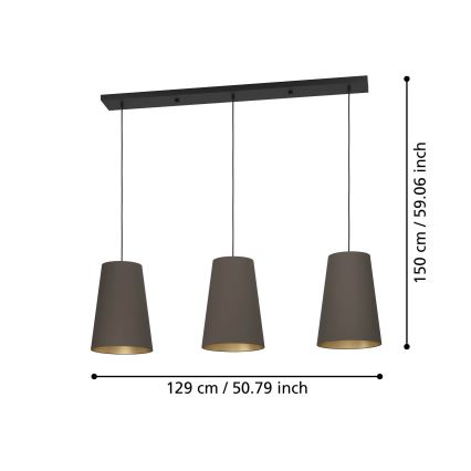 Eglo - Lustra ar auklu 3xE27/40W/230V brūna