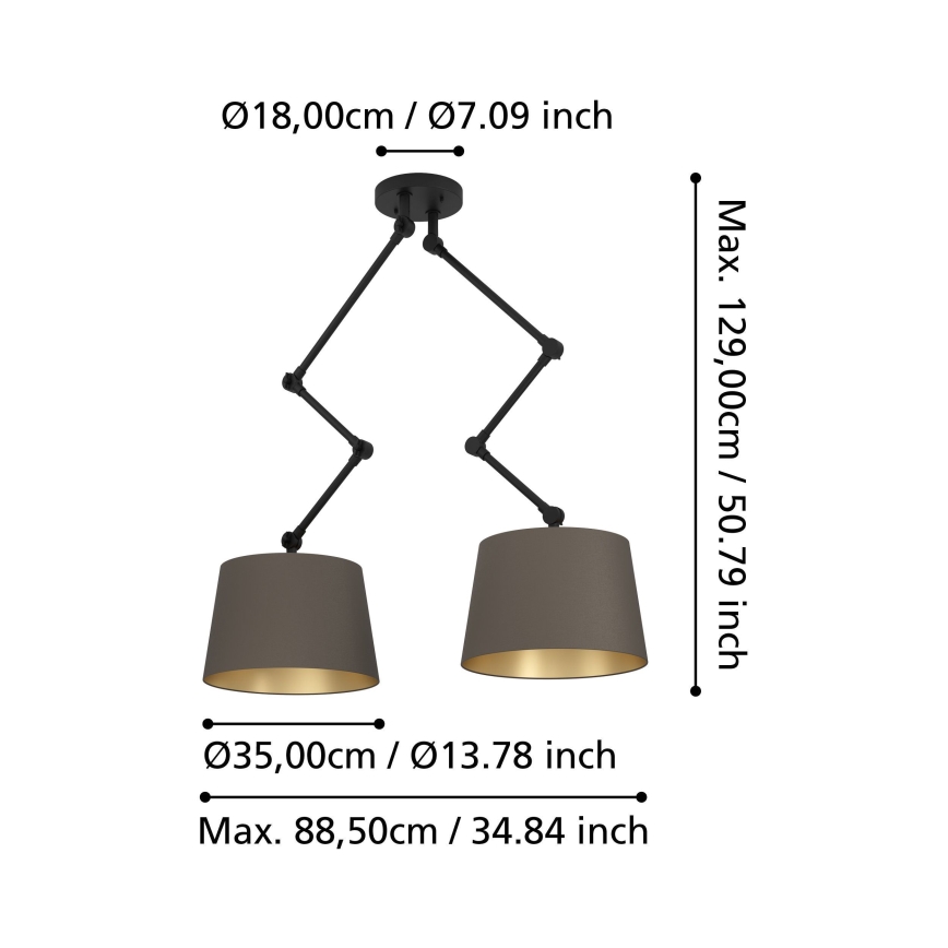 Eglo - Lustra ar stieni 2xE27/40W/230V brūna