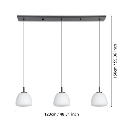 Eglo - Lustra ar auklu 3xE27/40W/230V melna