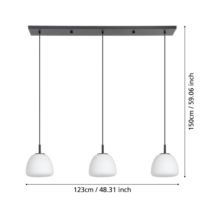 Eglo - Lustra ar auklu 3xE27/40W/230V melna