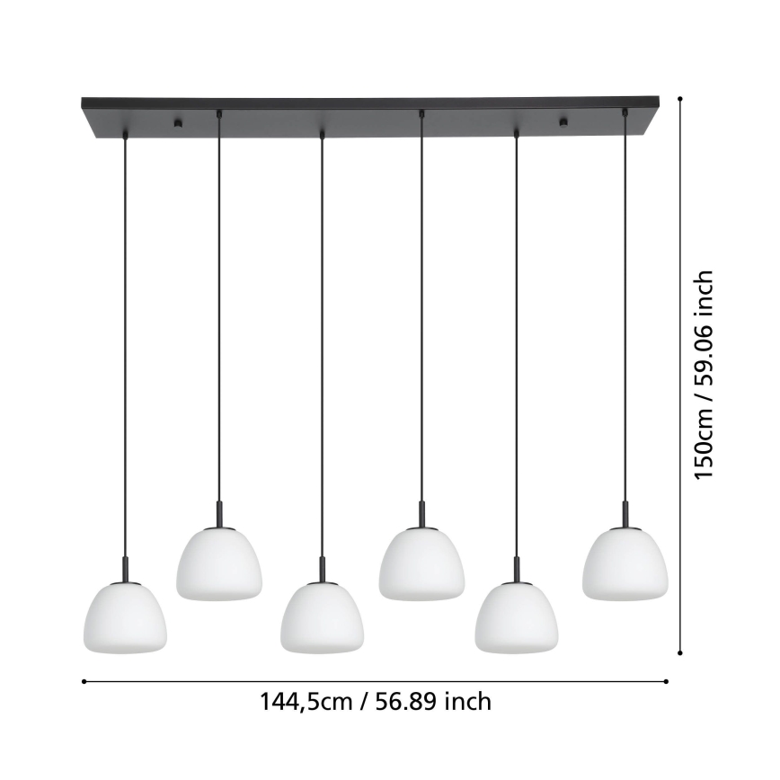 Eglo - Lustra ar auklu 6xE27/40W/230V melna