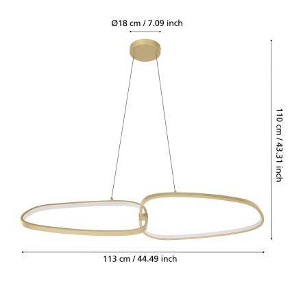 Eglo - LED Aptumšojama lustra ar auklu LED/37,5W/230V 3000K zelta
