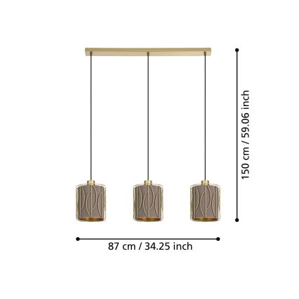 Eglo - Lustra ar auklu 3xE27/40W/230V zelta/brūna