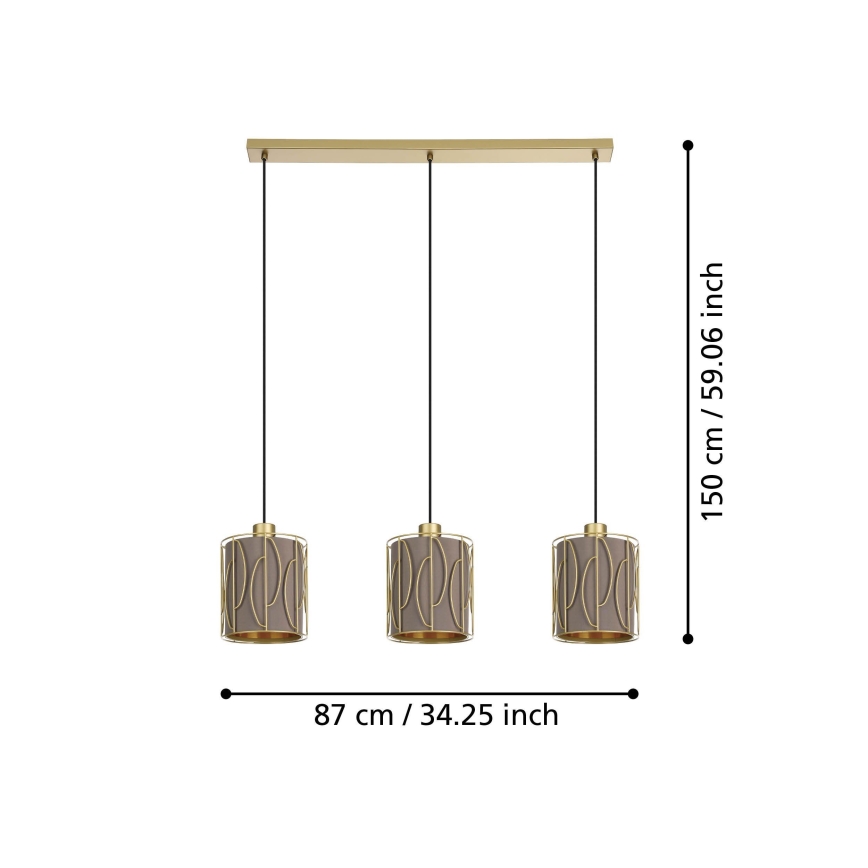 Eglo - Lustra ar auklu 3xE27/40W/230V zelta/brūna