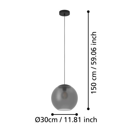 Eglo - Lustra ar auklu 1xE27/40W/230V dūmakains