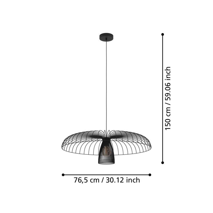 Eglo - Lustra ar auklu 1xE27/60W/230V d. 77 cm melna