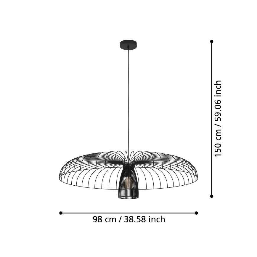 Eglo - Lustra ar auklu 1xE27/60W/230V d. 98,5 cm melna