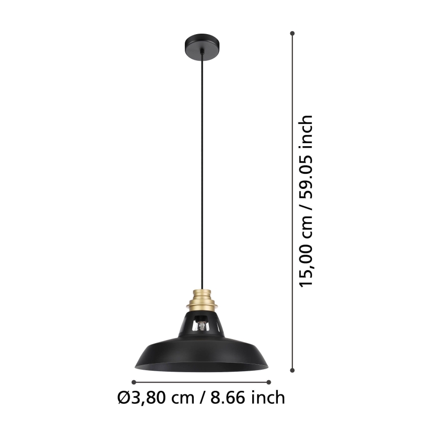 Eglo - Lustra ar auklu 1xE27/40W/230V melna/zelta