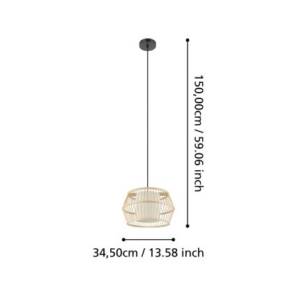 Eglo - Lustra ar auklu 1xE27/40W/230V bambusa