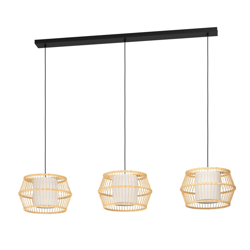 Eglo - Lustra ar auklu 3xE27/40W/230V bambusa