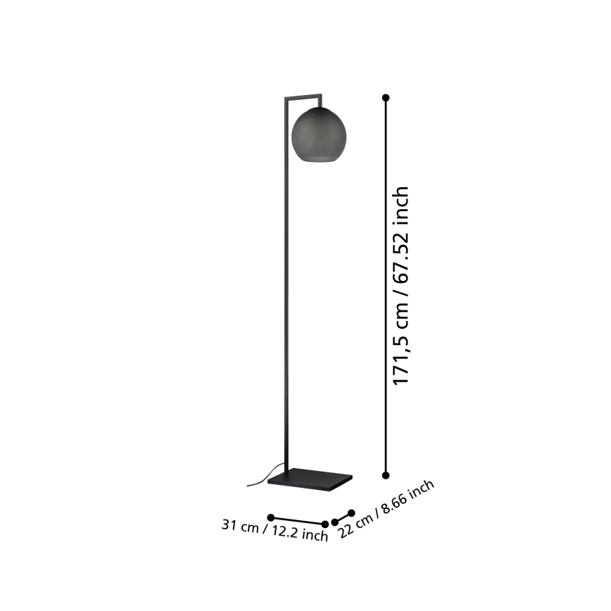 Eglo - Grīdas stāvlampa 1xE27/40W/230V dūmakains