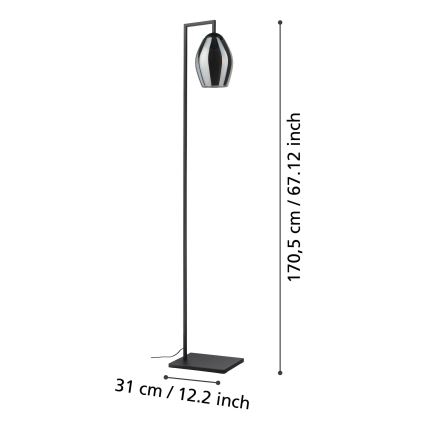 Eglo - Grīdas stāvlampa 1xE27/40W/230V dūmakains